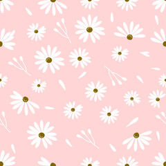 seamless pattern with pink flowers