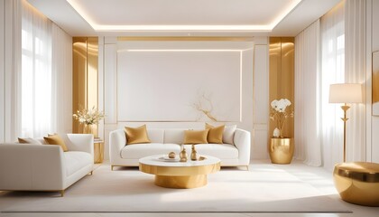 white and gold theme modern interior design