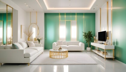 Fototapeta premium white and gold theme modern interior design