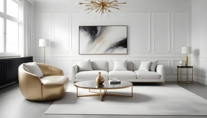 white and gold theme modern interior design