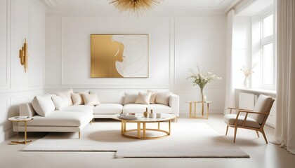 white and gold theme modern interior design