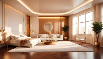 Fototapeta premium white and gold theme modern interior design