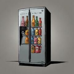 Refrigerator vector design Free hand drawn, illustration Vector air fruit conditioner with air isolated.