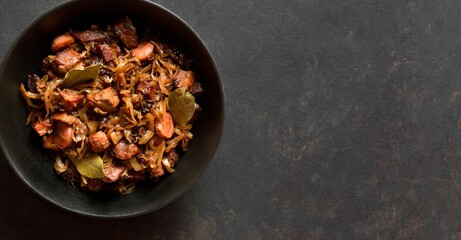  Stewed cabbage with sauerkraut, mushrooms, smoked meats and spices