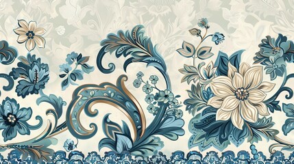 Discover beautiful damask border wallpapers with intricate Mughal, Paisley, and Turkish designs. These ethnic patterns are printed on fabrics and perfect for creating a unique and stylish look.