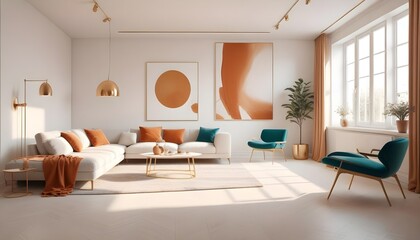 Fototapeta premium white and gold theme modern interior design