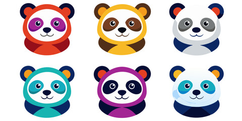 Caracter animal Panda 6 set icons