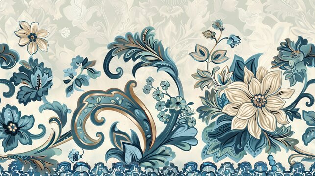 Discover beautiful damask border wallpapers with intricate Mughal, Paisley, and Turkish designs. These ethnic patterns are printed on fabrics and perfect for creating a unique and stylish look.