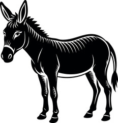 Fototapeta premium donkey silhouette vector illustration Design on a white background 