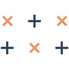 Obraz premium Memphis Cross Plus. Crosses - pluses diagonally distributed simple minimalist decorative geometrical vector pattern. black white seamless pattern with plus sign