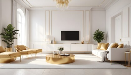 Fototapeta premium white and gold theme modern interior design