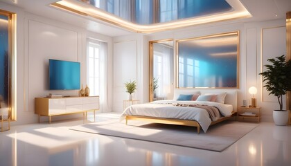 Fototapeta premium white and gold theme modern interior design