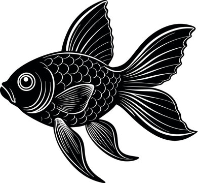 recommend clip art: goldfish silhouette vector illustration Design on a white background
                    