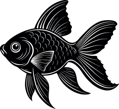 recommend clip art: goldfish silhouette vector illustration Design on a white background
                    
