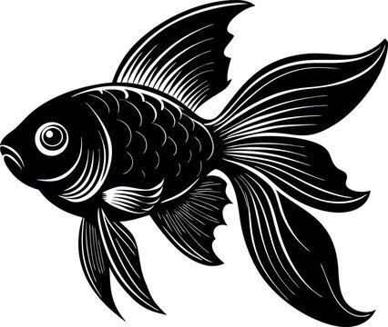 recommend clip art: goldfish silhouette vector illustration Design on a white background
                    
