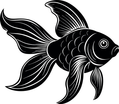 recommend clip art: goldfish silhouette vector illustration Design on a white background
                    