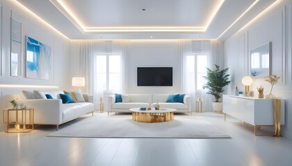 white and gold theme modern interior design