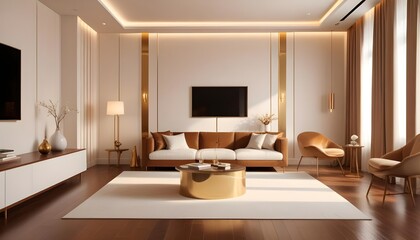 Fototapeta premium white and gold theme modern interior design