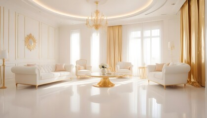 white and gold theme modern interior design