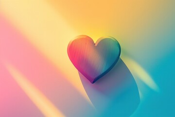 3d heart with soft gradient background in abstract natural shadow