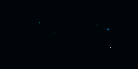 Light blue, green vector background with covid-19 symbols.