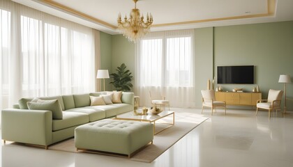 Fototapeta premium white and gold theme modern interior design