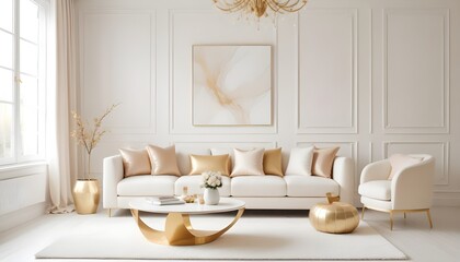 white and gold theme modern interior design