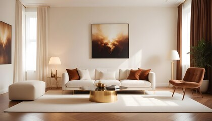 Fototapeta premium white and gold theme modern interior design