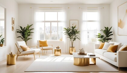 Fototapeta premium white and gold theme modern interior design