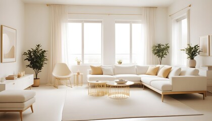 Fototapeta premium white and gold theme modern interior design