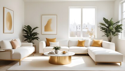 white and gold theme modern interior design