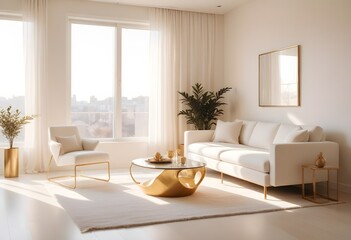 white and gold theme modern interior design