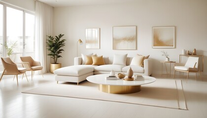 white and gold theme modern interior design