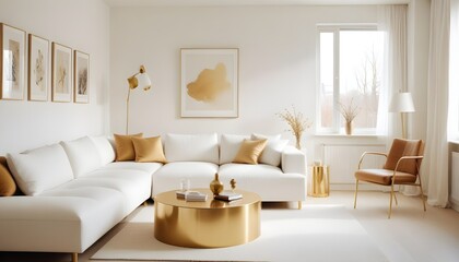 white and gold theme modern interior design