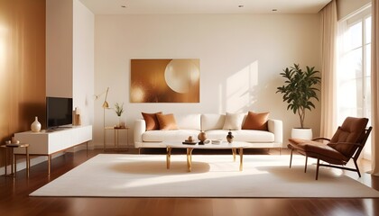 Fototapeta premium white and gold theme modern interior design