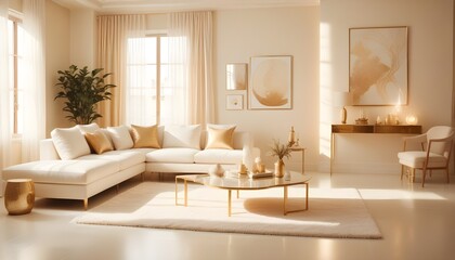 Fototapeta premium white and gold theme modern interior design