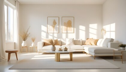 Fototapeta premium white and gold theme modern interior design