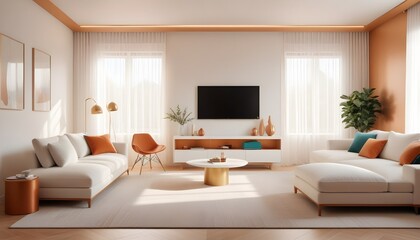 Fototapeta premium white and gold theme modern interior design