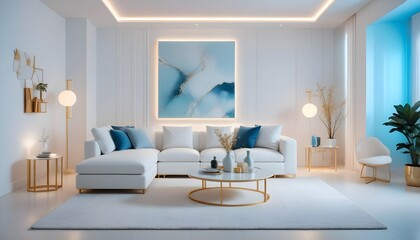Fototapeta premium white and gold theme modern interior design