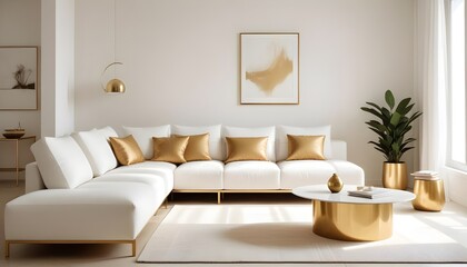 white and gold theme modern interior design