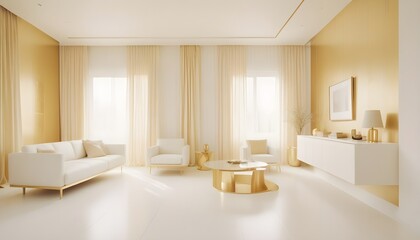 Fototapeta premium white and gold theme modern interior design