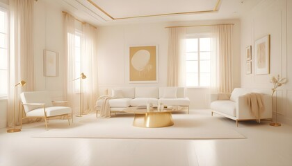 white and gold theme modern interior design