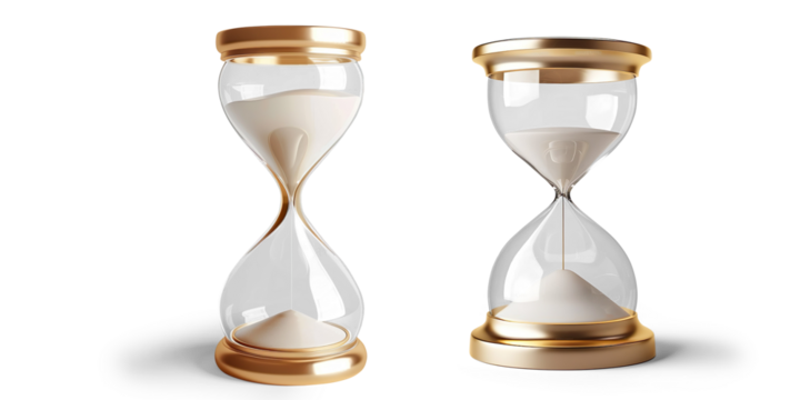 Golden Hourglass on Transparent Background
