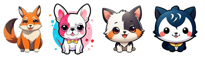 Obraz premium Cute animals stickers. Isolated stickers featuring cute animals. Cartoon image. 