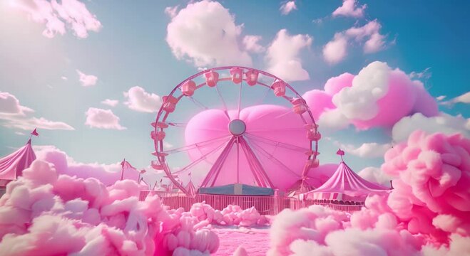 A carnival with a Ferris wheel and cotton candy, with space at the bottom for product placement