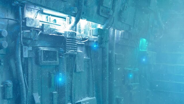 Arctic Base Exterior With Snow Falling
