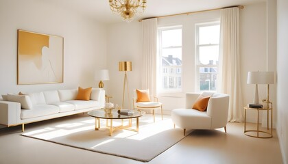 white and gold theme modern interior design