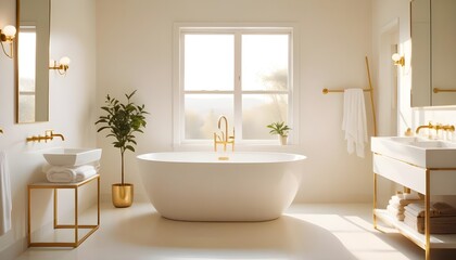 Fototapeta premium white and gold theme modern interior design