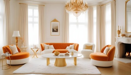 Fototapeta premium white and gold theme modern interior design