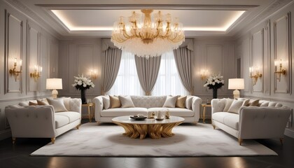 white and gold theme modern interior design